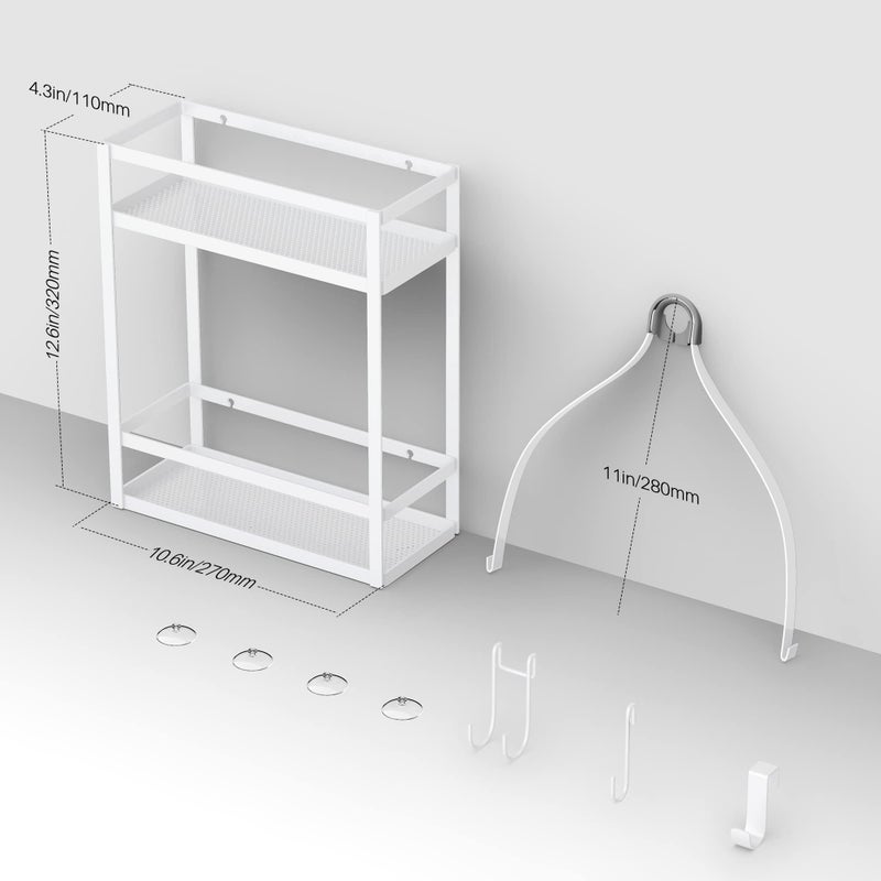 Meangood Shower Caddy 10.4"" x 4.5"" x 22.04"" Hanging Shower Caddy Organizer Over Shower Head Big Capacity for Shampoo  Conditioner with Hooks for Razor/Sponge  White - Image 5