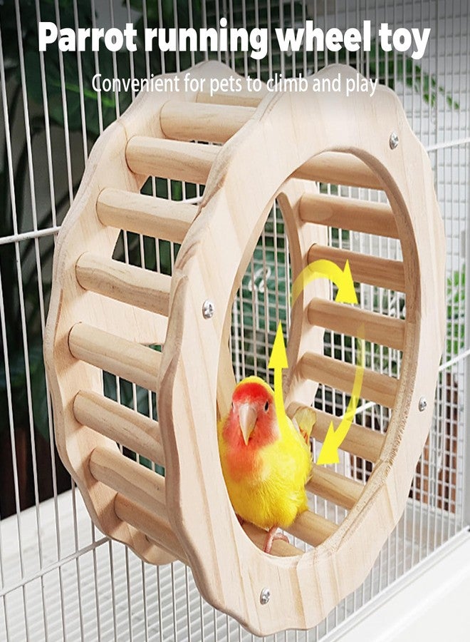 DINTSTYLE Bird Stand Perch Toy,Interactive Rocking Parakeet Toy and Perch, Wooden Exercise Wheel Cockatiel Toy, Intelligence Puzzle Enrichment Toys,Bird Playground Play Stands for Conure Budgie(D) - Image 4