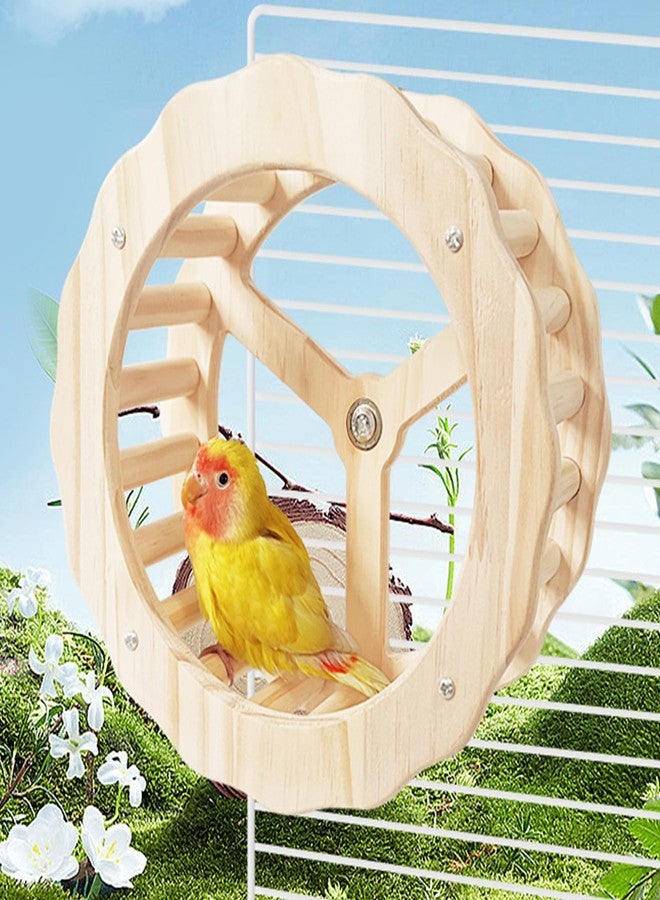 DINTSTYLE Bird Stand Perch Toy,Interactive Rocking Parakeet Toy and Perch, Wooden Exercise Wheel Cockatiel Toy, Intelligence Puzzle Enrichment Toys,Bird Playground Play Stands for Conure Budgie(D) - Image 3