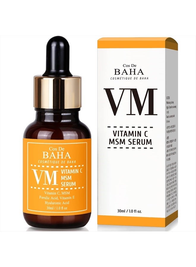 Cos De BAHA Vitamin C Facial Serum with MSM - for Fades Age Spots, Smoothing Fine Lines + Dark Spots, Pore Refining, Resurfacing, 1 Fl Oz (30ml) - Image 1