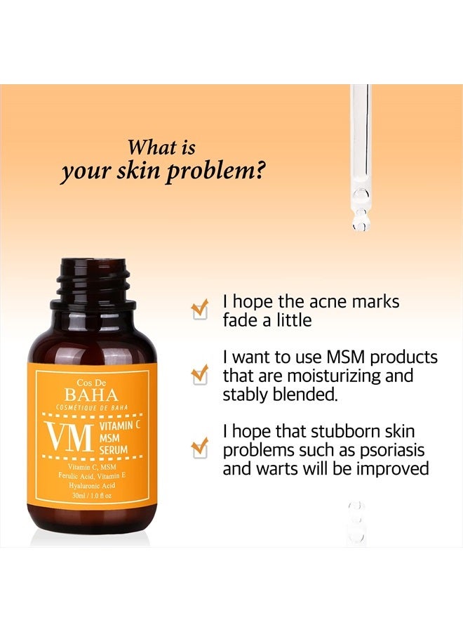 Cos De BAHA Vitamin C Facial Serum with MSM - for Fades Age Spots, Smoothing Fine Lines + Dark Spots, Pore Refining, Resurfacing, 1 Fl Oz (30ml) - Image 3