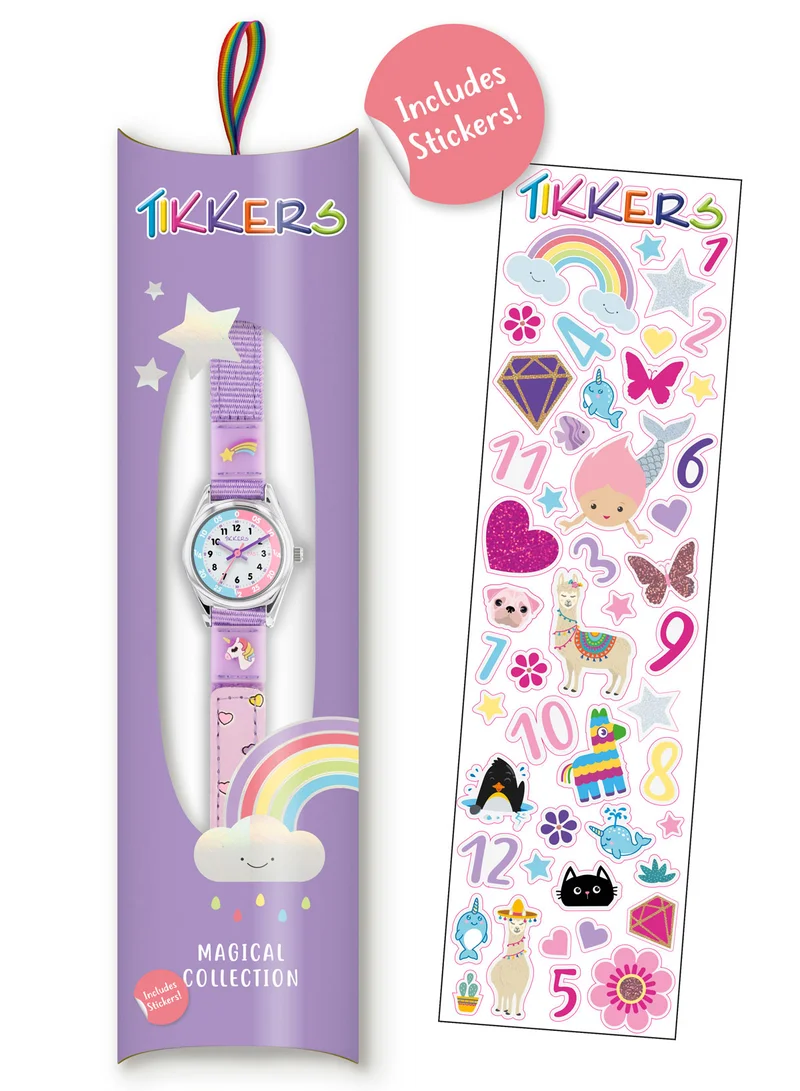 Tikkers Tikkers Girls Purple Fabric Rip Strap Unicorn Watch - TK0148