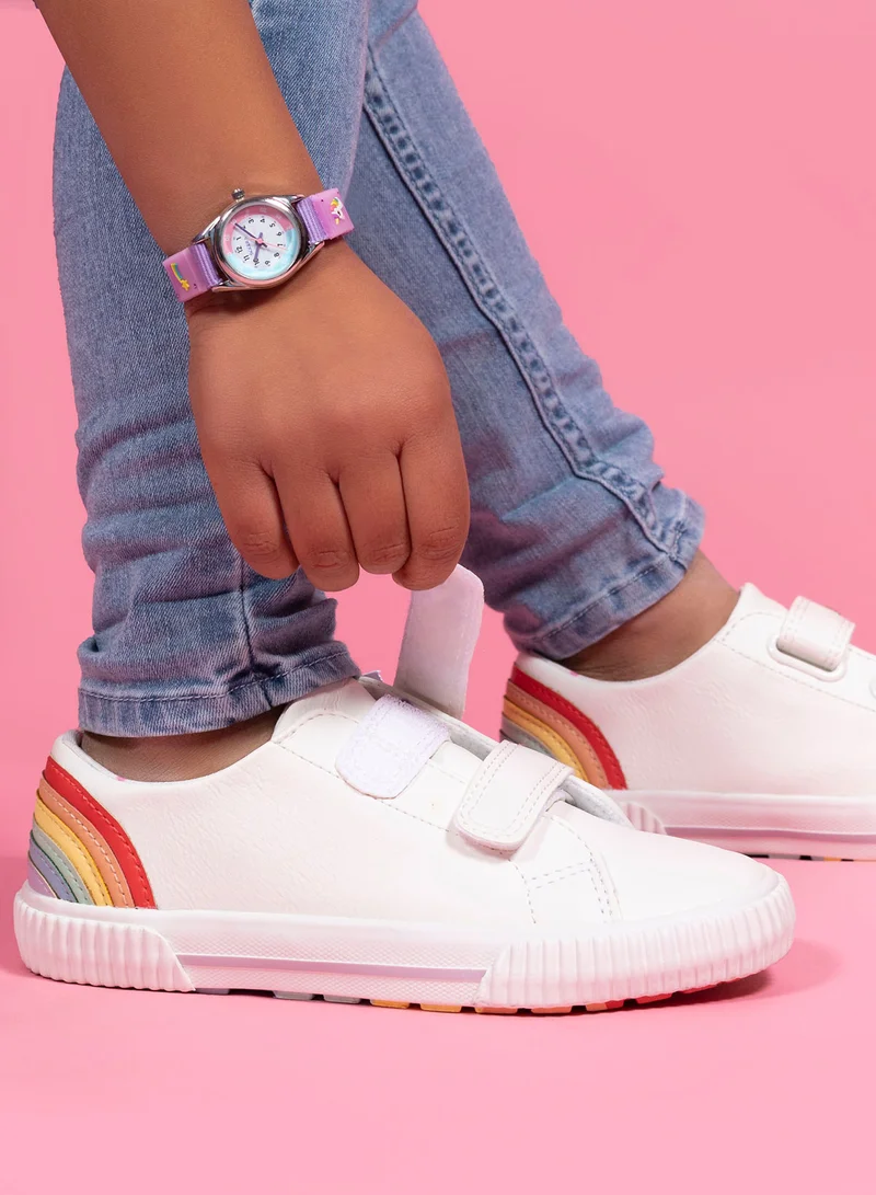 Tikkers Tikkers Girls Purple Fabric Rip Strap Unicorn Watch - TK0148