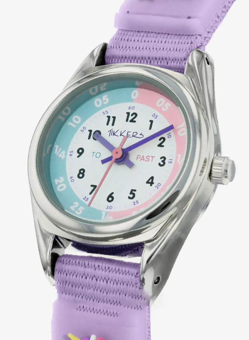 Tikkers Tikkers Girls Purple Fabric Rip Strap Unicorn Watch - TK0148