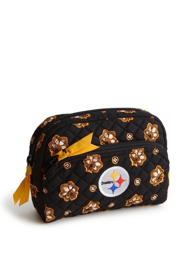 Vera Bradley - Women'S Cotton Nfl Medium Cosmetic Makeup Organizer Bag (Multiple Teams Available), Pittsburghsteelersonblack/Yellowbandana - Image 1