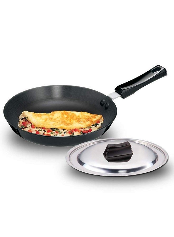 Hawkins Futura 24 cm Frying Pan, Hard Anodised Fry Pan with Stainless Steel Lid, Black (AF24S) - Image 1