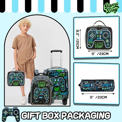 Homskiii Kid's Luggage Set 5 Piece Suitcase Set 16" Hardside Luggage with Spinner Wheels Boys Carry on Toddler Travel Rolling Luggage Airline Approved - Image 5