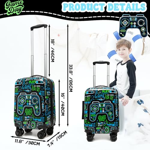 Homskiii Kid's Luggage Set 5 Piece Suitcase Set 16" Hardside Luggage with Spinner Wheels Boys Carry on Toddler Travel Rolling Luggage Airline Approved - Image 2