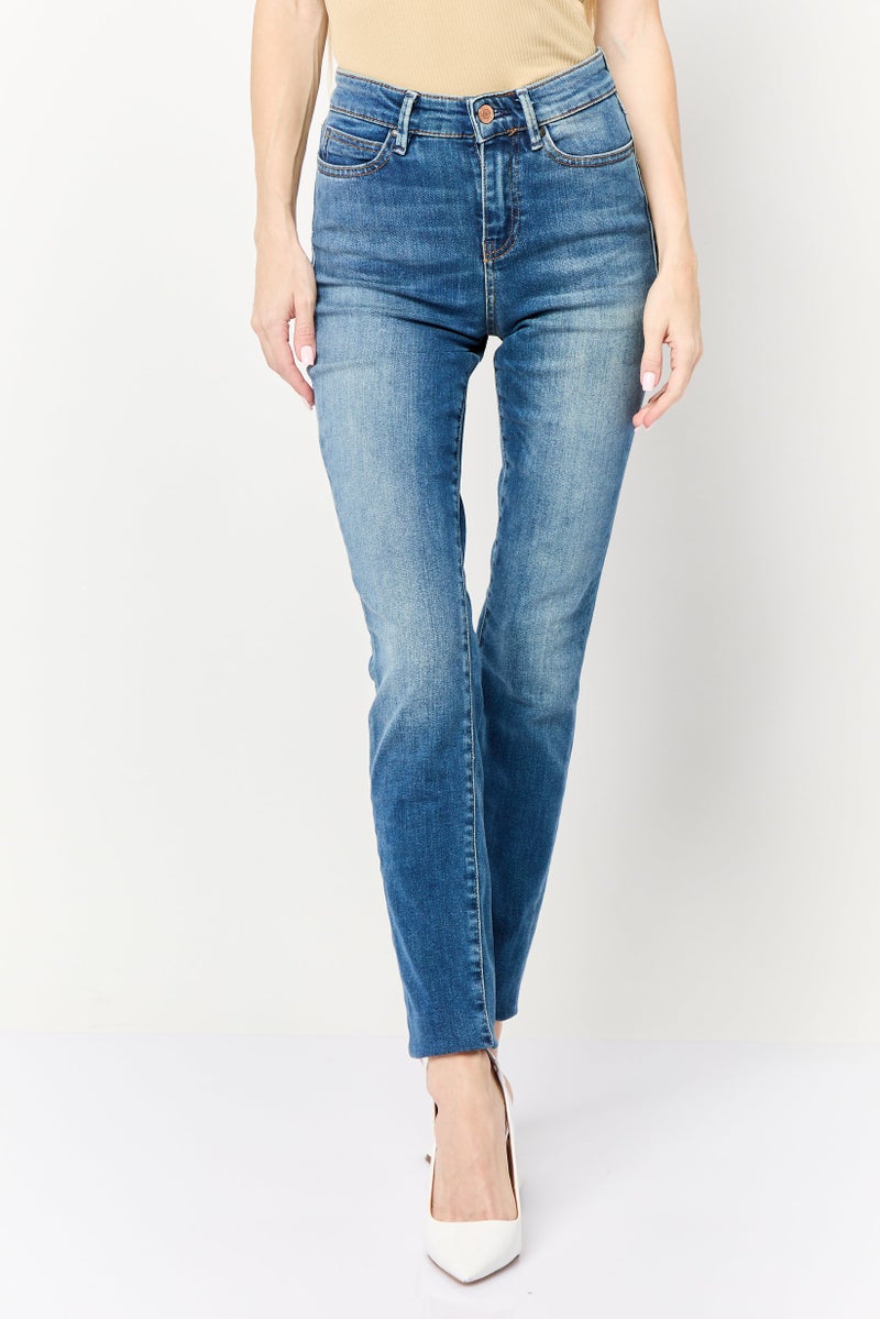 GUESS Women Skinny Fit Washed No Stretch  Denim, Blue - Image 1