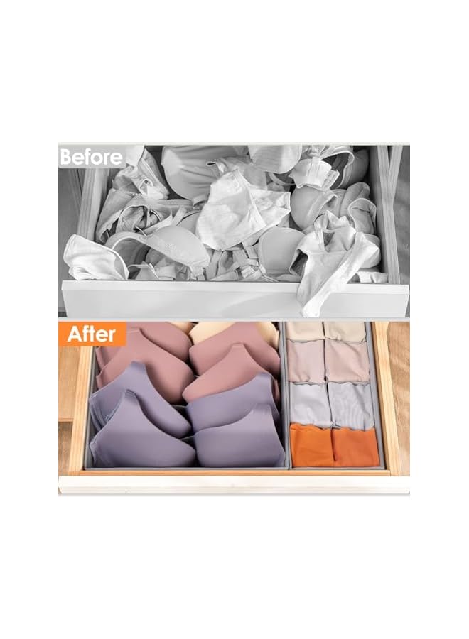 Green Tiger Drawer Organizer Clothes,6 Pack Dresser Organizer for Clothes,Underwear,Bras,Ties, Scarves,Sock- Foldable Closet Organization and Storage Dividers Bins for Nursery,Bedroom (Light Grey) - Image 5