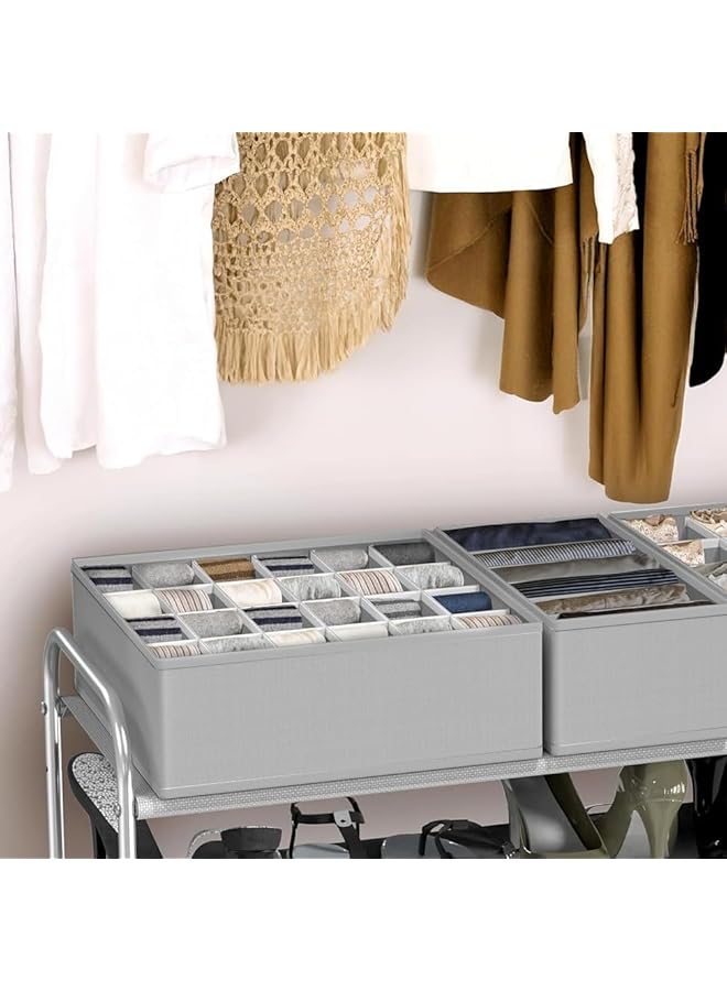 Green Tiger Drawer Organizer Clothes,6 Pack Dresser Organizer for Clothes,Underwear,Bras,Ties, Scarves,Sock- Foldable Closet Organization and Storage Dividers Bins for Nursery,Bedroom (Light Grey) - Image 3