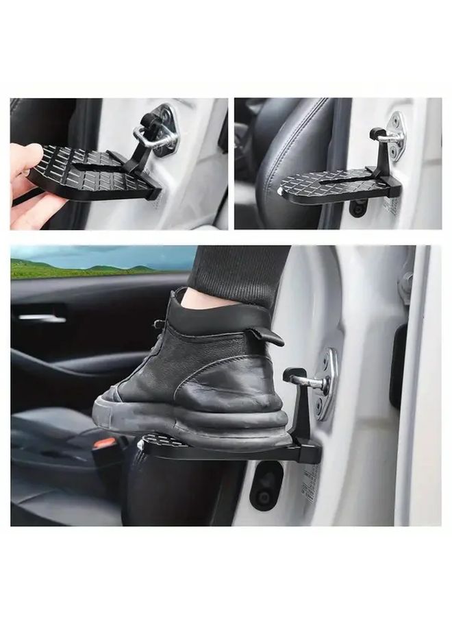 Black Foldable Car Roof Rack Step Ladder Pedal Safety Hammer RV Hook Universal - Image 2