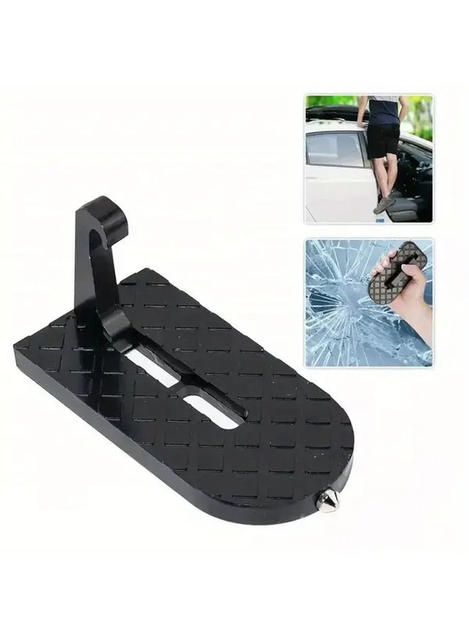 Black Foldable Car Roof Rack Step Ladder Pedal Safety Hammer RV Hook Universal - Image 1