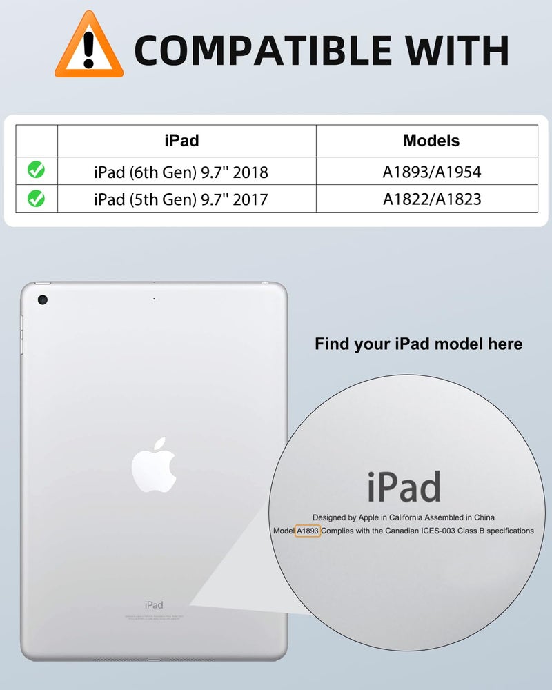 MoKo Case Fit 2018/2017 iPad 9.7 6th/5th Generation - [Heavy Duty] Shockproof Full Body Rugged Hybrid Cover with Built-in Screen Protector Compatible with Apple iPad 9.7 Inch 2018/2017, Black - Image 2