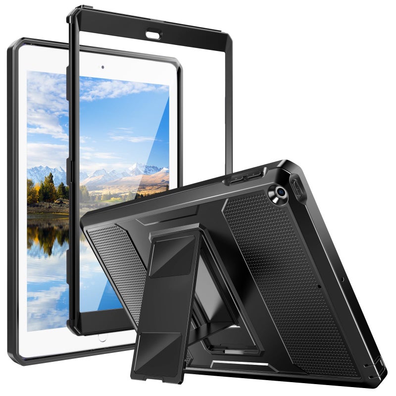 MoKo Case Fit 2018/2017 iPad 9.7 6th/5th Generation - [Heavy Duty] Shockproof Full Body Rugged Hybrid Cover with Built-in Screen Protector Compatible with Apple iPad 9.7 Inch 2018/2017, Black - Image 1