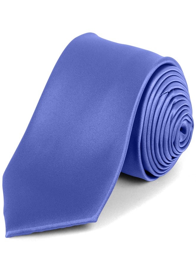 Umo Lorenzo Classic Necktie Solid Color Polyester Material and Wide Fit Satin Finish for Men (Periwinkle) - Image 1