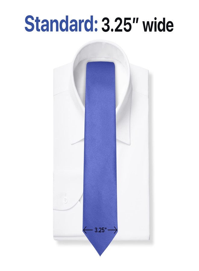 Umo Lorenzo Classic Necktie Solid Color Polyester Material and Wide Fit Satin Finish for Men (Periwinkle) - Image 4