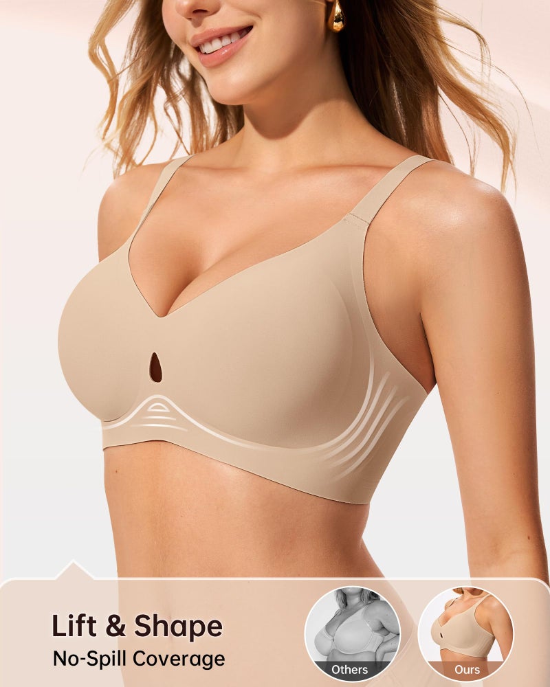 LetsJoli Jelly Bras for Women No Underwire Wireless Bras with Support and Lift for Daily Comfort Lounge Sleep Tshirt Bras (Nude L) - Image 3