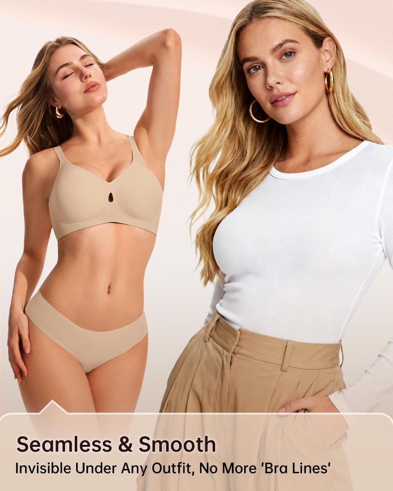 LetsJoli Jelly Bras for Women No Underwire Wireless Bras with Support and Lift for Daily Comfort Lounge Sleep Tshirt Bras (Nude L) - Image 5