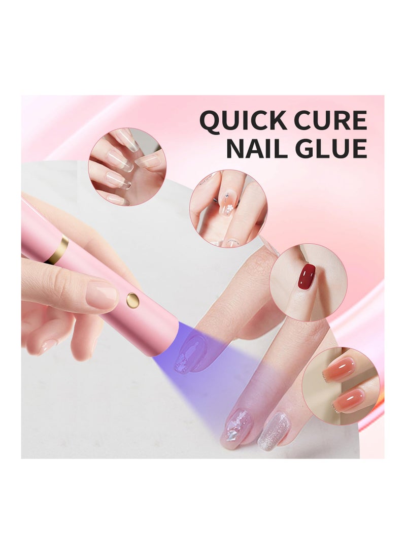 SOLARAE Handheld Mini UV Light for Gel Nails, Cordless LED Nail Lamp Portable Nail Light, Nail Dryer for Curing Gel Polish USB Nail Art Flashlight, for Home DIY Manicure Nail Art (Pink) - Image 2