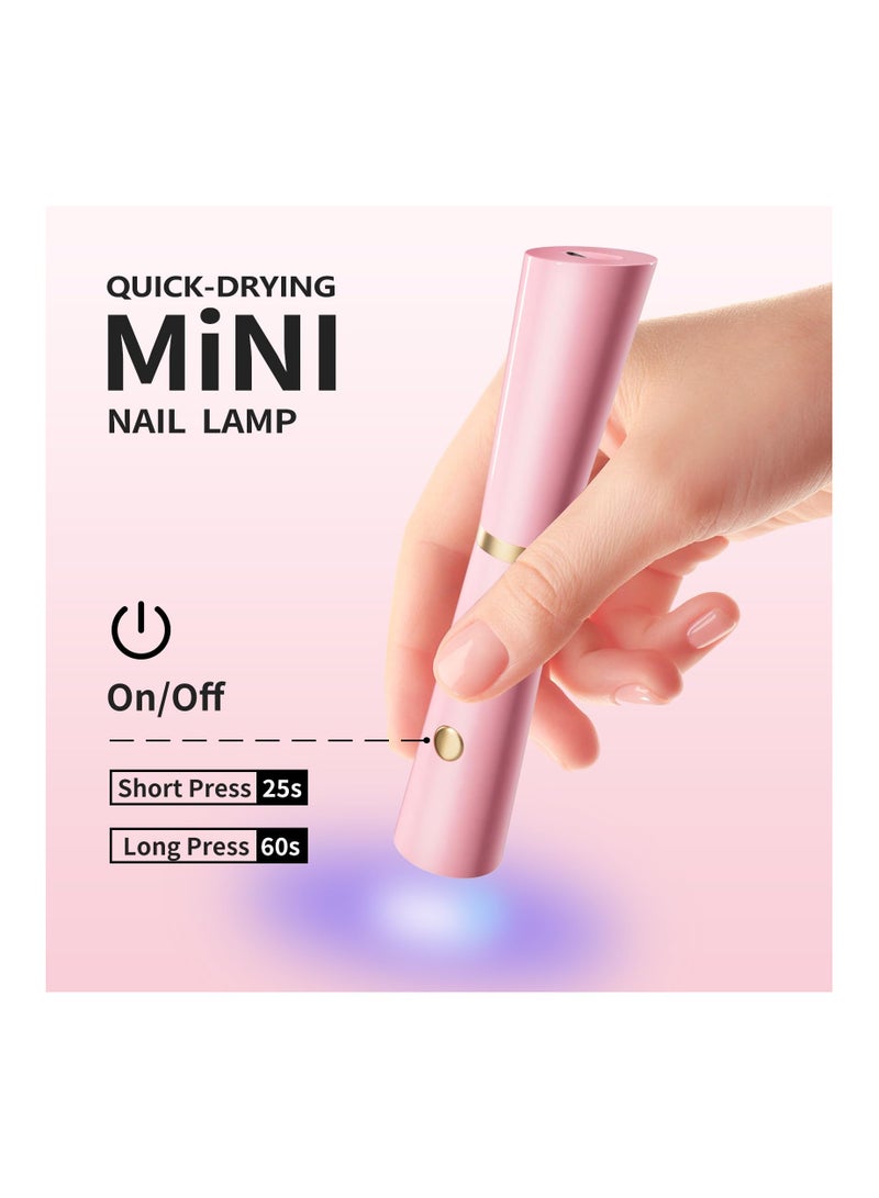 SOLARAE Handheld Mini UV Light for Gel Nails, Cordless LED Nail Lamp Portable Nail Light, Nail Dryer for Curing Gel Polish USB Nail Art Flashlight, for Home DIY Manicure Nail Art (Pink) - Image 3