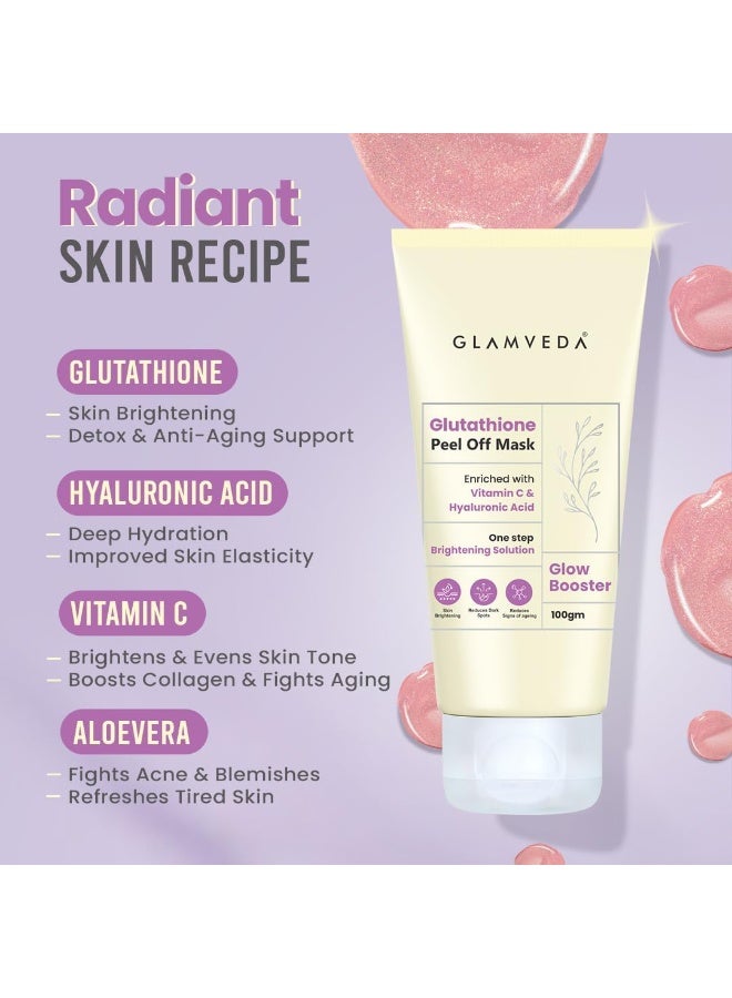 جلامفيدا قناع جلوتاثيون للتقشير من Glamveda (عبوة 100 جرام من 3 قطع) | مع فيتامين C وحمض الهيالورونيك، قناع لتفتيح البشرة، يقلل من البقع الداكنة وعلامات الشيخوخة، مناسب لجميع أنواع البشرة، للرجال والنساء - Image 2