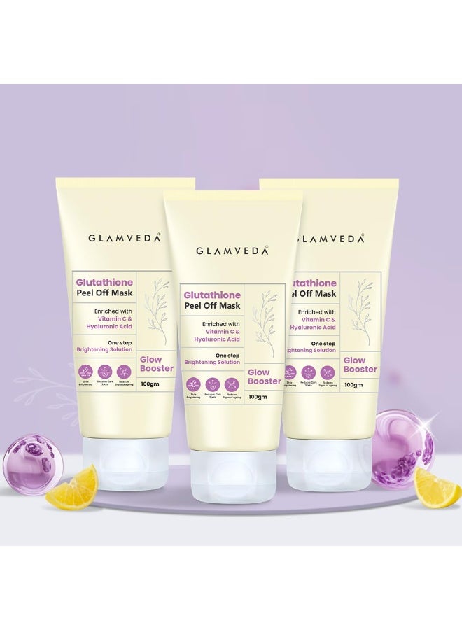 جلامفيدا قناع جلوتاثيون للتقشير من Glamveda (عبوة 100 جرام من 3 قطع) | مع فيتامين C وحمض الهيالورونيك، قناع لتفتيح البشرة، يقلل من البقع الداكنة وعلامات الشيخوخة، مناسب لجميع أنواع البشرة، للرجال والنساء - Image 1