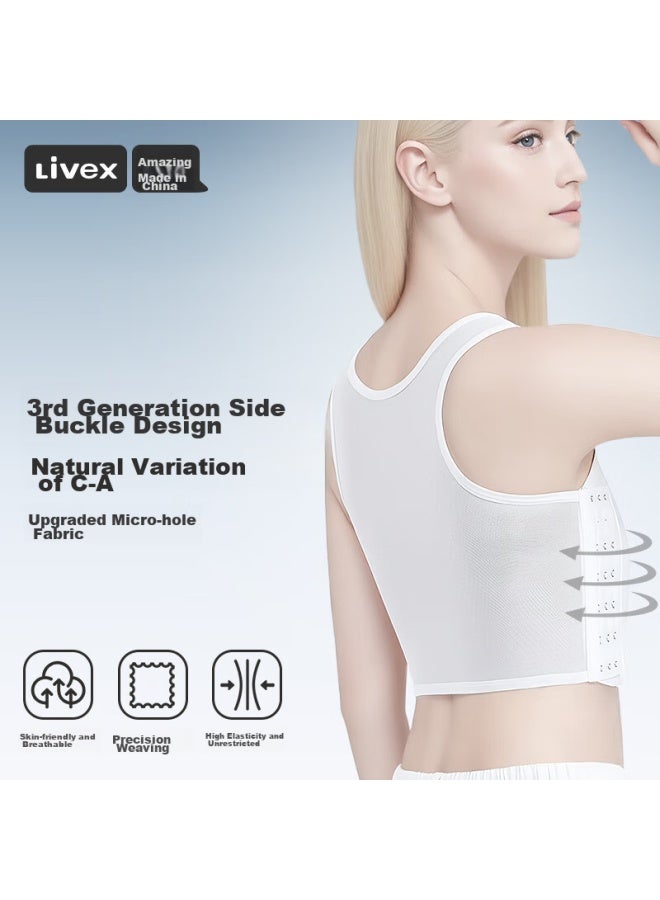 Livex Chest Binder Bra For Women, Large Bust Minimizer, Ultra Flat Seamless Anti-shock Vest, Chest Shaper, Chest Wrap, Les Cool T-shirt, Small Underwear, Button-up - Image 1