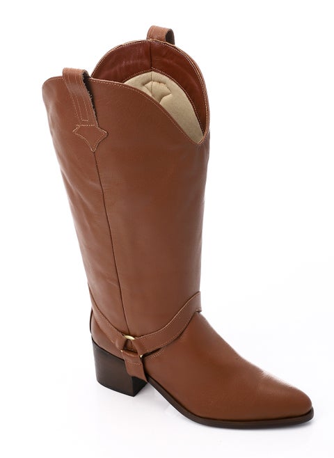 Leather Tawny Havan Ankle Boot With Extension