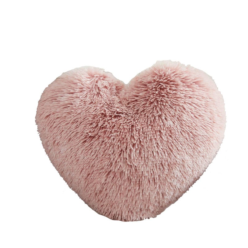 MorroMorn Fluffy Heart Throw Pillows  Shaggy Decorative Pillow for Sofa Couch Bed  Cute Room Decor Gifts for Women Girls Kids - Decorations for Valentines Day Mothers Day Christmas (Blush) - Image 1