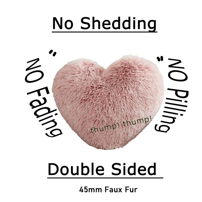 MorroMorn Fluffy Heart Throw Pillows  Shaggy Decorative Pillow for Sofa Couch Bed  Cute Room Decor Gifts for Women Girls Kids - Decorations for Valentines Day Mothers Day Christmas (Blush) - Image 3
