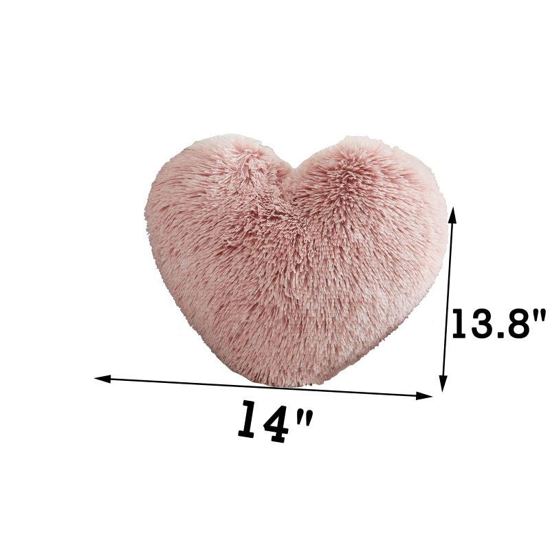 MorroMorn Fluffy Heart Throw Pillows  Shaggy Decorative Pillow for Sofa Couch Bed  Cute Room Decor Gifts for Women Girls Kids - Decorations for Valentines Day Mothers Day Christmas (Blush) - Image 2