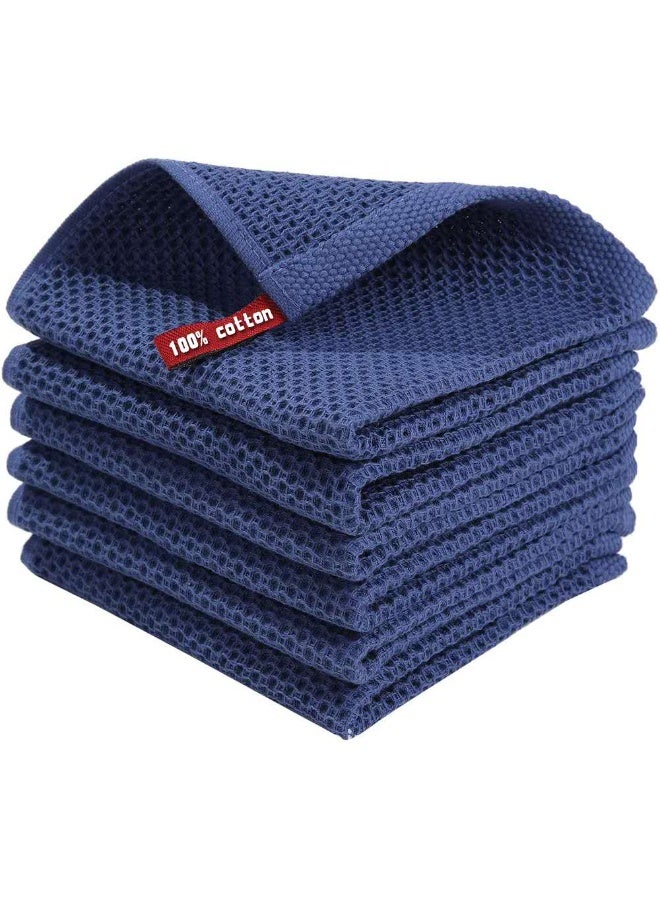 100% cotton waffle weave kitchen absorbent dishcloth, waffle tea towel super soft absorbent quick drying dish towel, kitchen square 34x34 cm, pack of 4 (blue) - Image 1