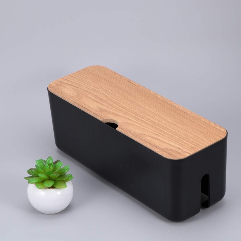 STOBOK OLKIEQZ 1Pc Power Cord Storage Box Household Plastic Creative Cable Management for Desktop Home Black - Image 2