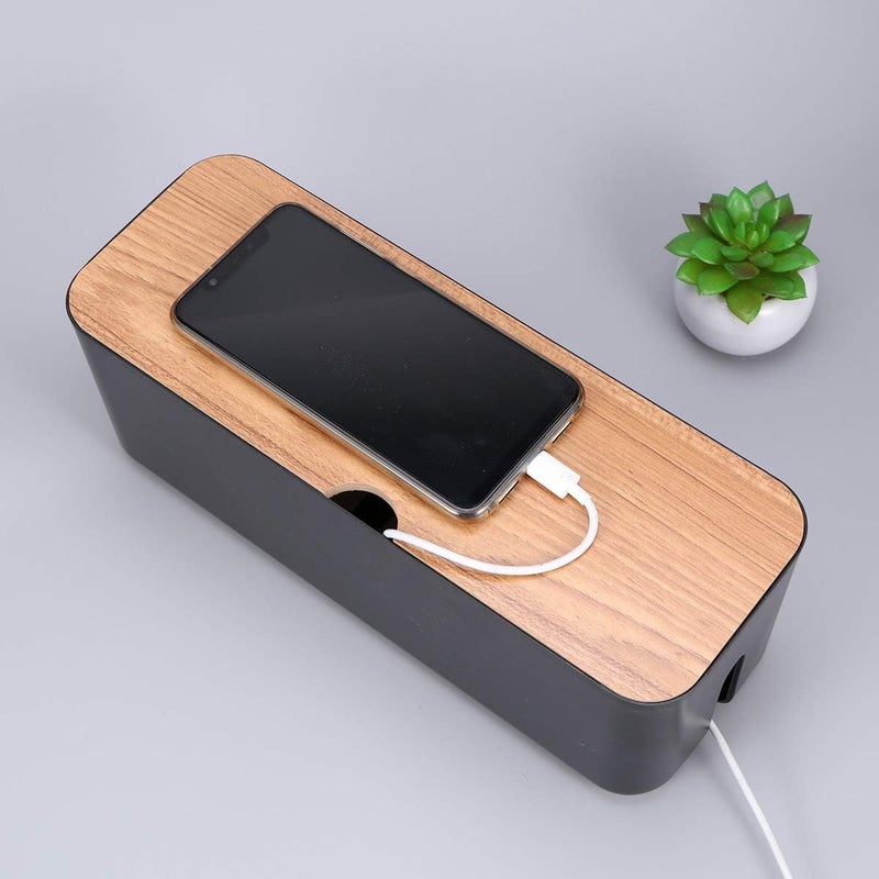 STOBOK OLKIEQZ 1Pc Power Cord Storage Box Household Plastic Creative Cable Management for Desktop Home Black - Image 4
