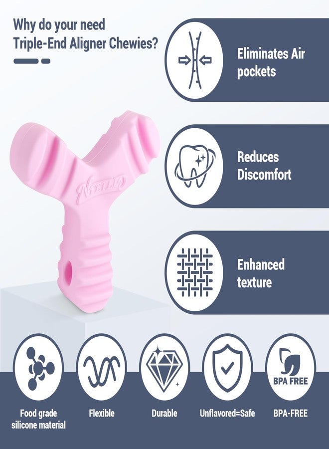 NFETLLD Chewies for Invisalign Aligners, Orthodontic Aligner Chewies Durable Aligner and Retainer Tray Seaters Medical Grade Silicone (Pack of 2) (Pink) - Image 3