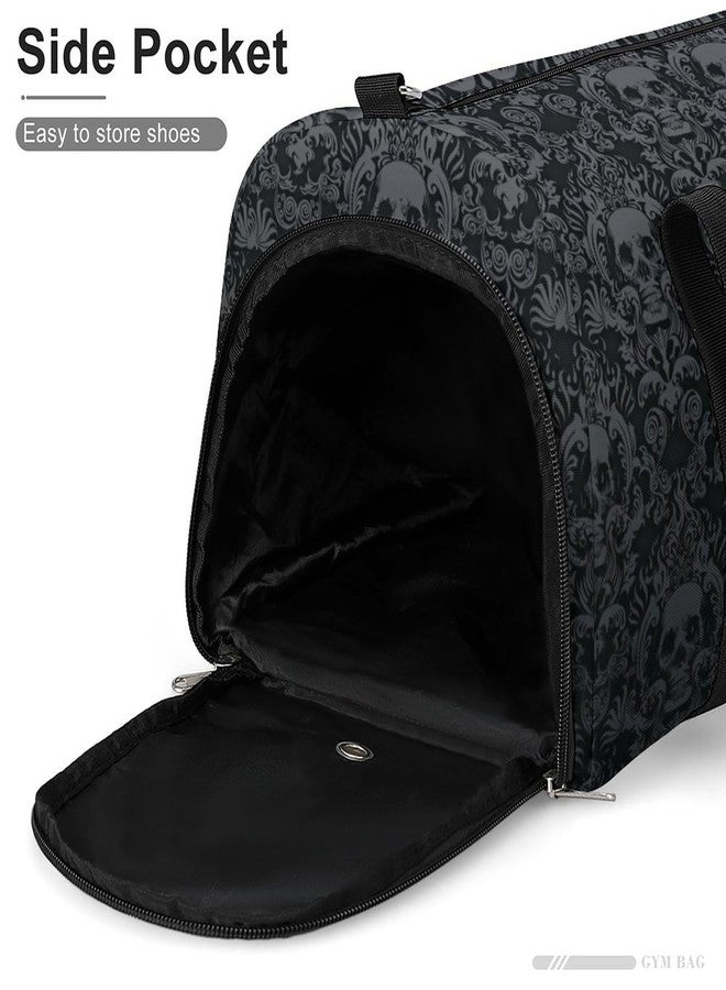 NELife Victorian Gothic Black Skull Sport Gym Duffle Travel Bag with Shoe Compartment,Wet Pocket for Men And Women - Image 3