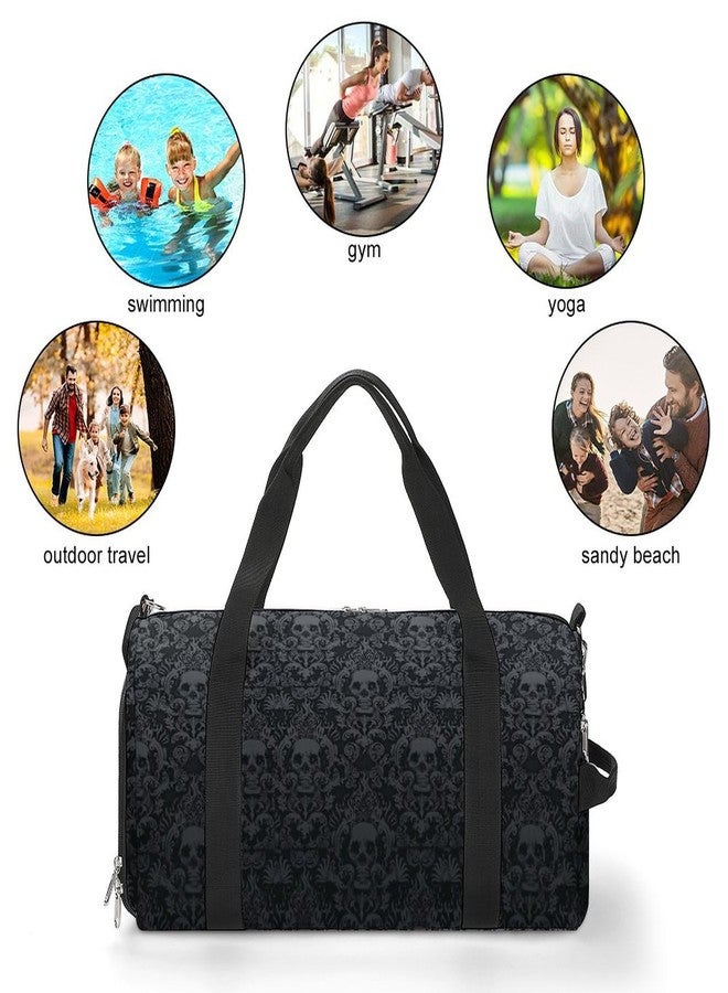 NELife Victorian Gothic Black Skull Sport Gym Duffle Travel Bag with Shoe Compartment,Wet Pocket for Men And Women - Image 4