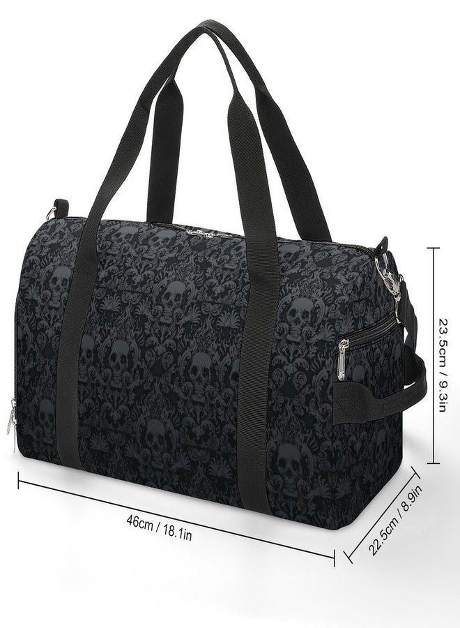 NELife Victorian Gothic Black Skull Sport Gym Duffle Travel Bag with Shoe Compartment,Wet Pocket for Men And Women - Image 2