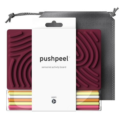 Pushpeel Sensory Activity Board Silicone Fidget Toy for Calming Stress Anxiety ADHD Autism Silent No Mess Kids 3 Adults Includes Portable Travel Bag 11 Strings - Image 1