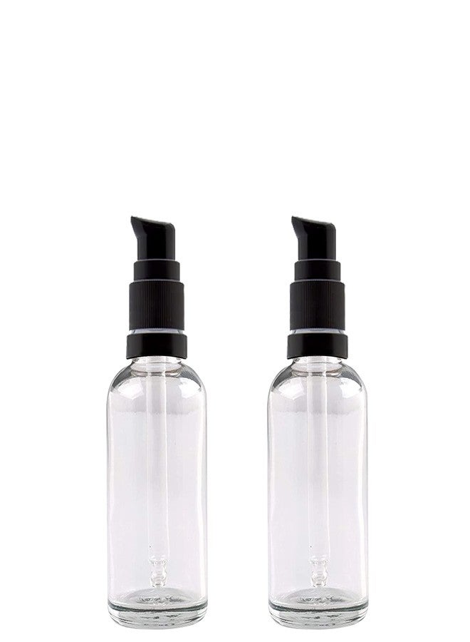 Devinez Multipurpose Transparent (Clear) Color Round Glass Bottle, 30 ml with Black Lotion Pump & Cap (Pack of 2), for Beauty, Essential Oils, Blends, Skin Care, Travel, Toners, Cosmetic & DIY - Image 1