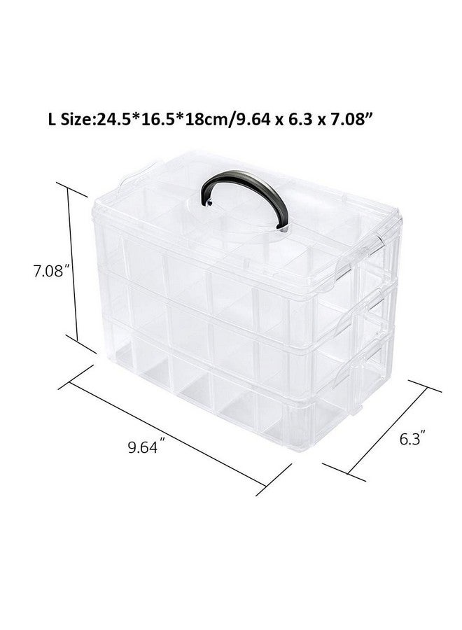 ZLY 3-Tier Demountable Plastic Jewelry Box Organizer Storage Container With Adjustable Dividers 30?Large? Grids, Transparent - Image 4