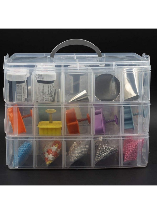ZLY 3-Tier Demountable Plastic Jewelry Box Organizer Storage Container With Adjustable Dividers 30?Large? Grids, Transparent - Image 5