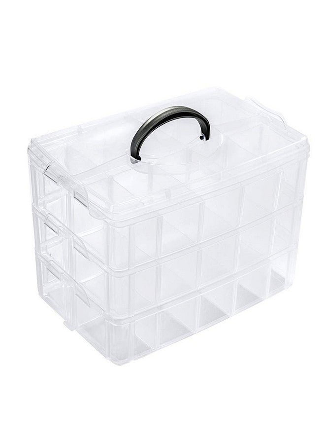 ZLY 3-Tier Demountable Plastic Jewelry Box Organizer Storage Container With Adjustable Dividers 30?Large? Grids, Transparent - Image 1