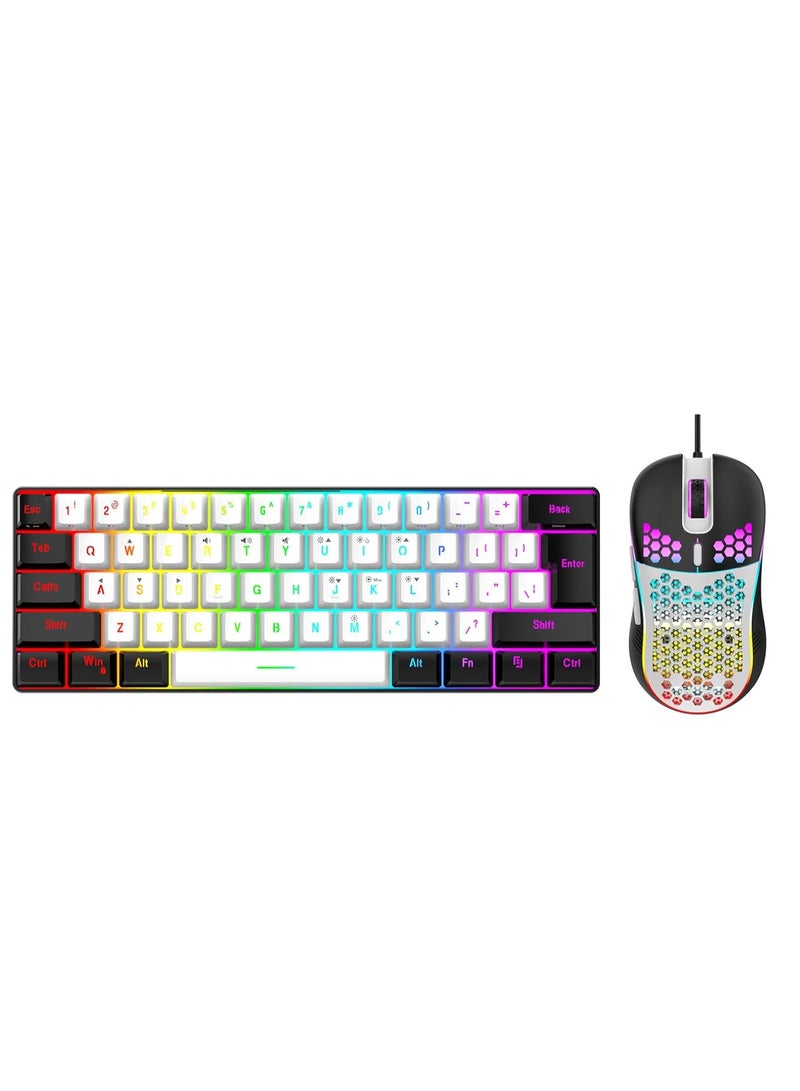 Wired Gaming Keyboard and Mouse Combo Include Mini 60% Merchanical Feel Keyboard Ergonomic Design  - Image 1