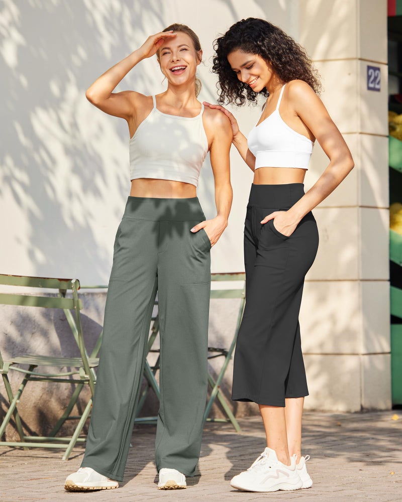 G4Free Pull on Yoga Dress Work Pants Wide Leg Summer Pants for Women Comfortable Business Casual Sweatpants Lightweight Trouser Pants for Travel(Grey Sage,XS,Short) - Image 5