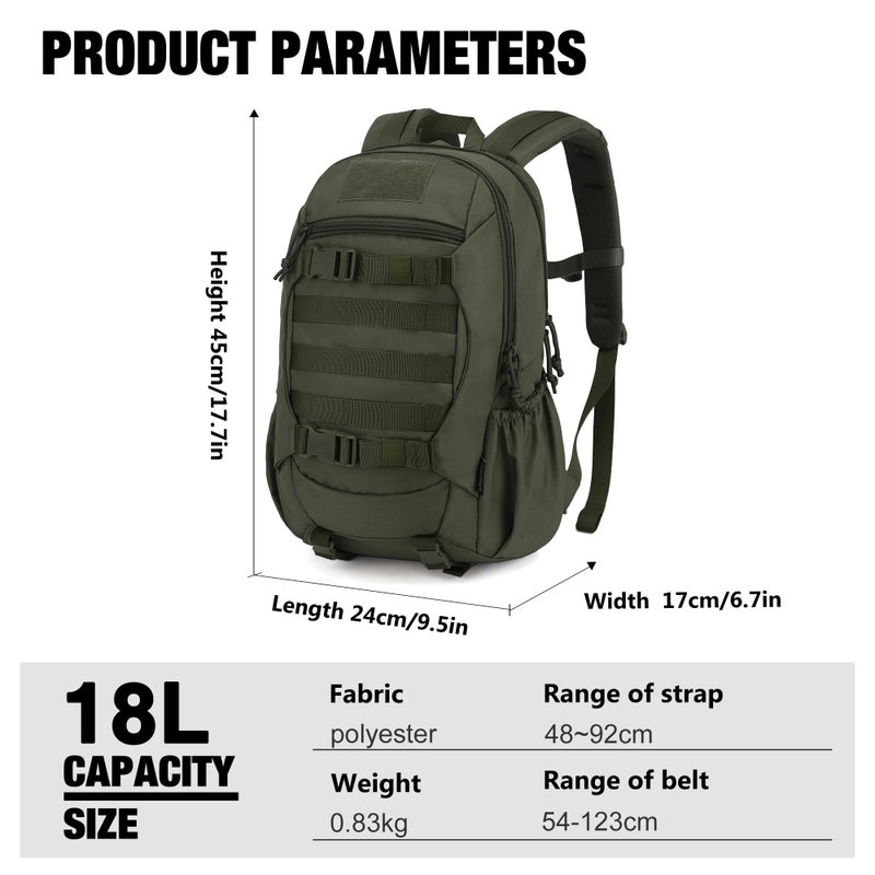 Mardingtop Tactical Molle Backpack for Men 18L EDC Hiking & Motorcycle Backpack - Image 2