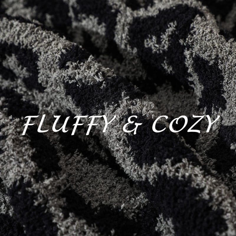 bearberry Fuzzy Leopard Knitted Throw Blanket Soft Cozy Warm Microfiber Blanket for Couch Sofa Bed Travel(Graphite/Carbon  40""x50"") - Image 3