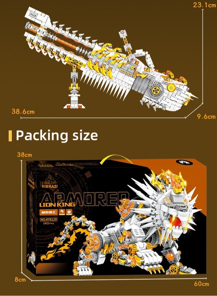 Kazi Armored Lion King Transformable Building Set – 1422 PCS Mechanical Beast with Glow Parts & Moving Joints – STEM Block Toy for Boys 8+  - Image 1