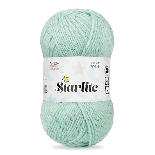 Ganga Acrowools Cotton Starlite, 99% Anti Pill Yarn 1% Metal, Hand Knitting Yarn Oekotex Class1 Certified (Stl009-Aqua Blue), 100 Gram - Image 1